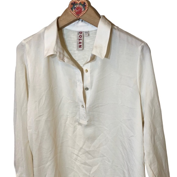 Anthropologie Dolan Sateen Combo Long Sl Button Front Casual Cozy Shirt - Picture 3 of 6